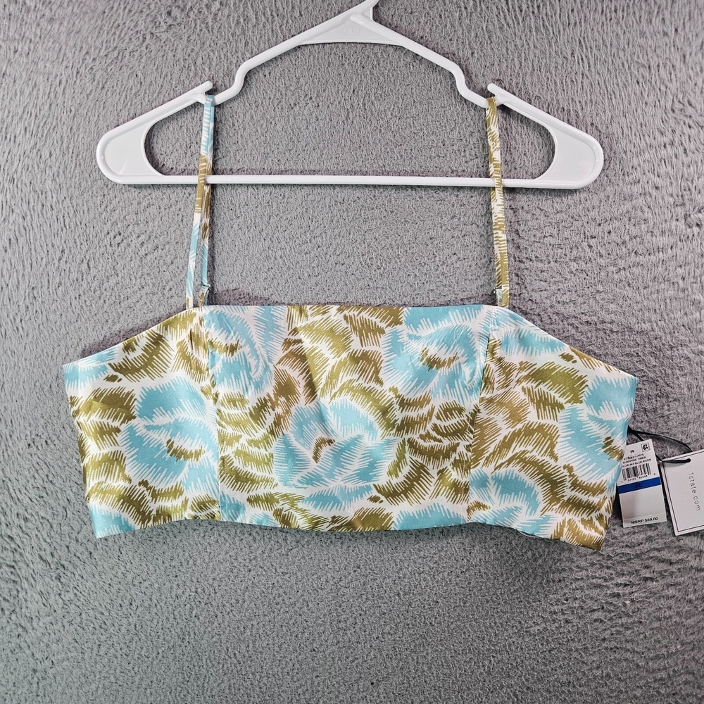 NWT 1.State Cropped Tank Top Women XL Adjustable Strap Sunshine Blue Green